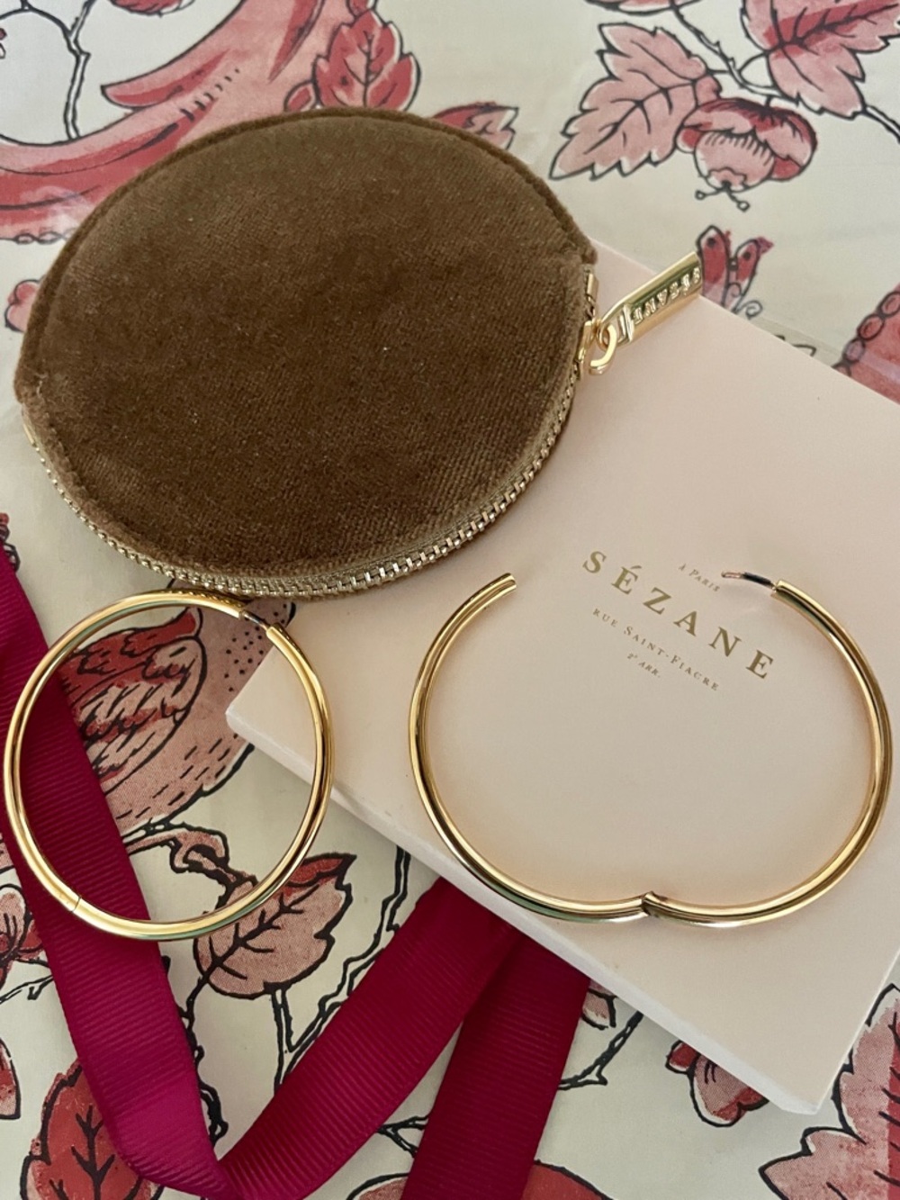 Sezane | Eva Maxi Hoops, Gold Plated, & Velvet Coin Purse ♥ NWT